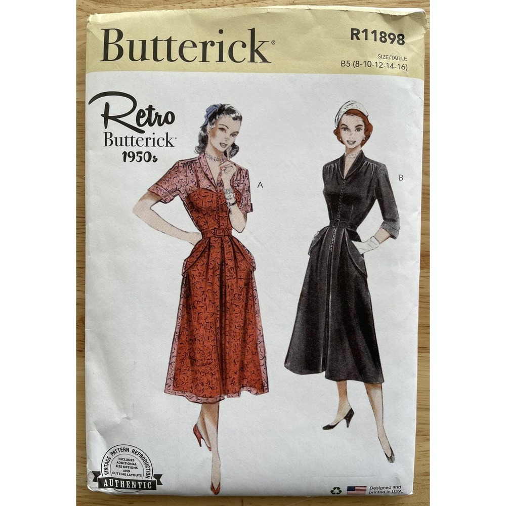 Butterick R11898‎ Retro 1950's Reproduction Misses' Dress Pattern Size 8-16